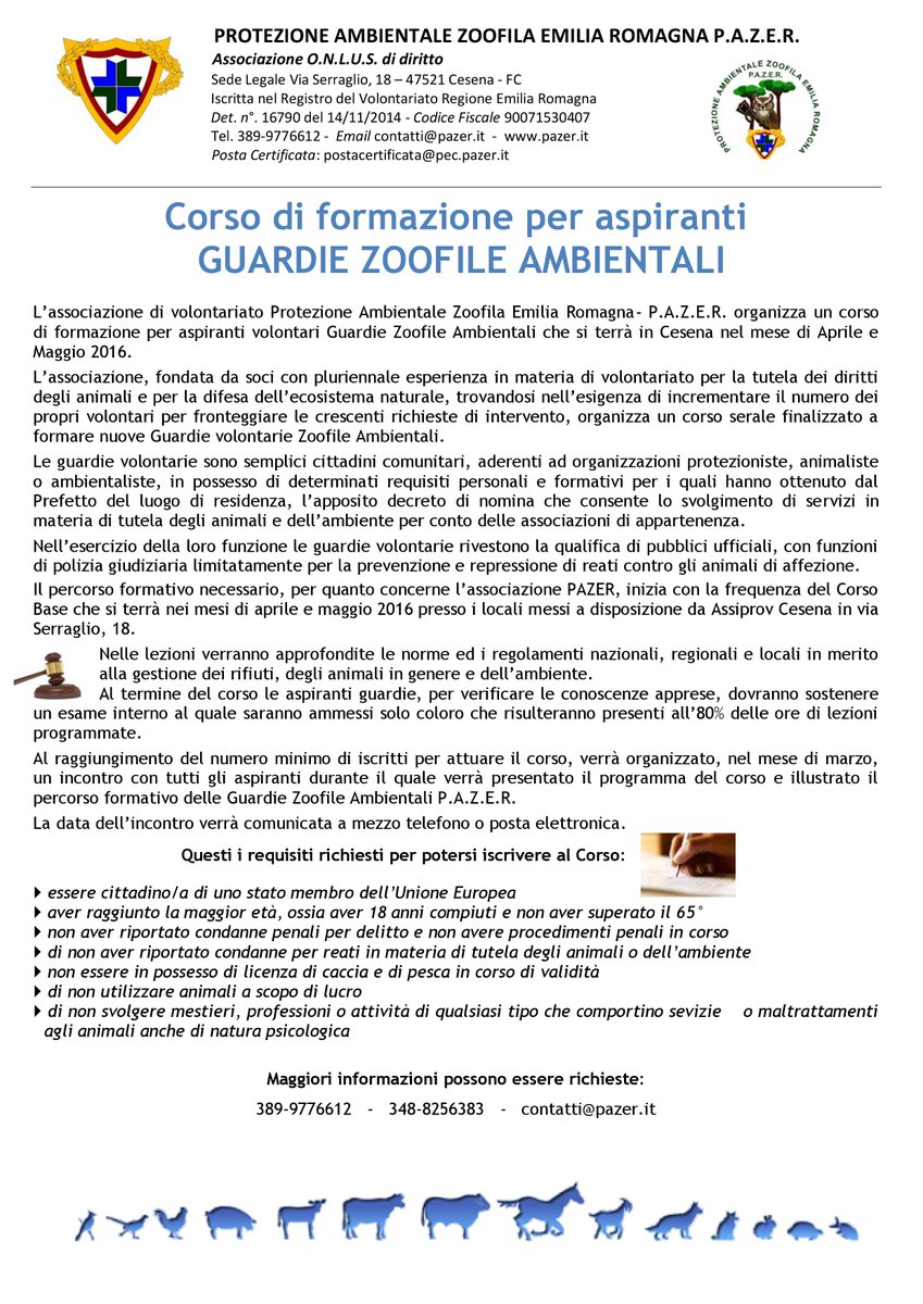 PLCesenatico's tweet photo. Condividiamo questa informazione. #Corso #Volontariato #ambiente #guardie #ecozoofile #Cesena #PAZER https://t.co/3zXigKi0Ti