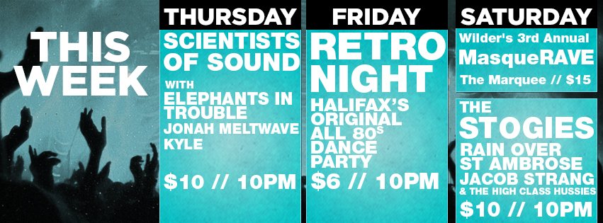 #ThisWeek <a href="/loopingmadness/">scientists of sound</a> <a href="/RETRONIGHTHFX/">RETRO NIGHT</a> <a href="/thestogies/">The Stogies</a> <a href="/Rainoverband/">Rain Over St Ambrose</a> + more! #halifax #Easter #EasterWeekend #party