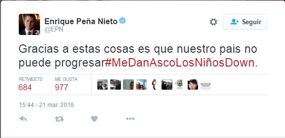 hakamkarim19's tweet photo. #MeDanAscoLosNiñosDown
Peña Nieto lo hizo otra vez https://t.co/QzwgyVPrpl