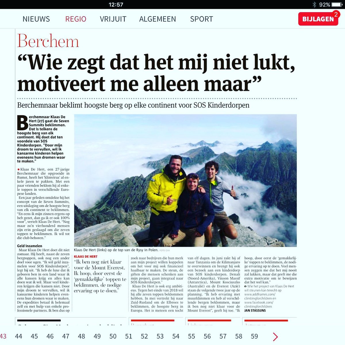 klaasdh's tweet photo. Climbing for children stond afgelopen weekend in @gva. De positieve reactie doen de #motivatie alleen maar stijgen https://t.co/b6hInC0qd1