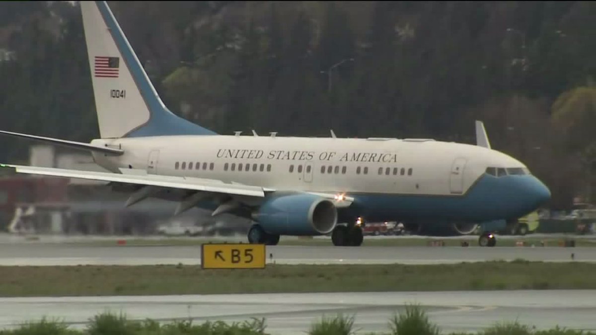 Air Force Two has touched down at Boeing Field. Joe Biden is heading to convention center in #Seattle. #Q13FOX