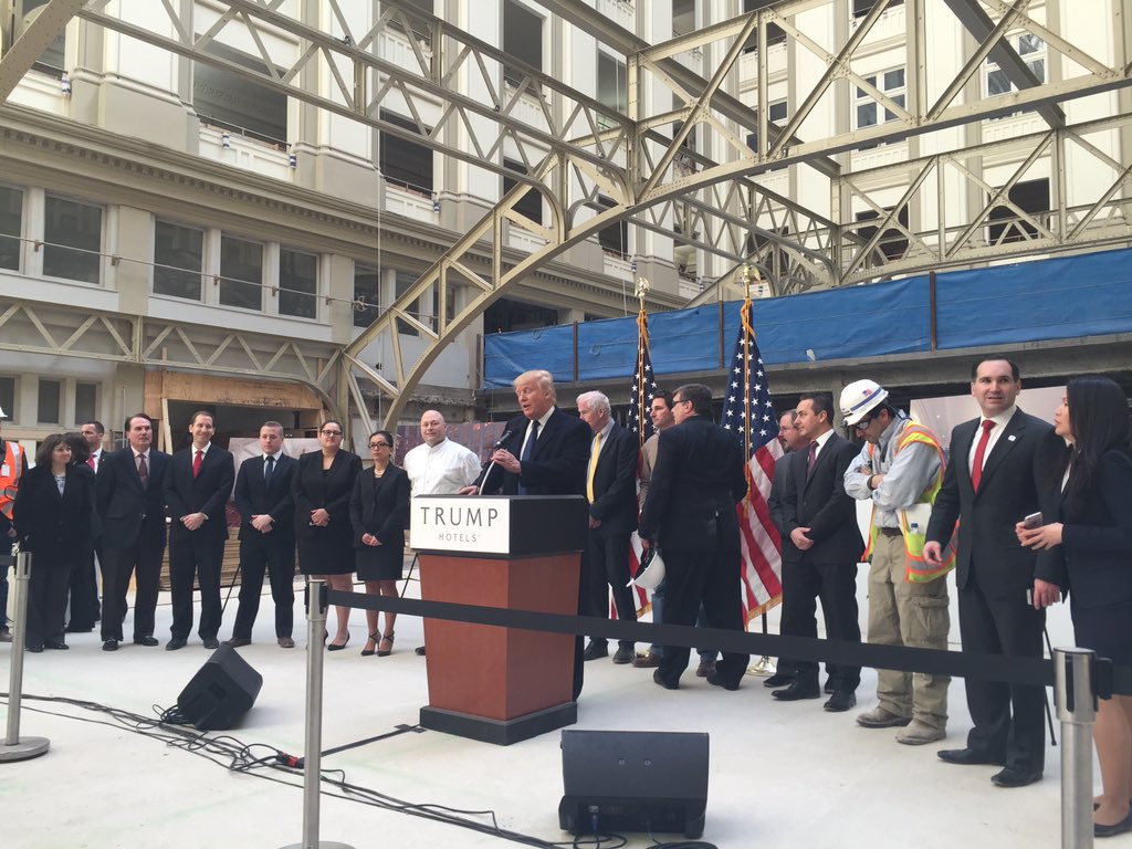 Trump joined by hotel staff at press conference in DC
