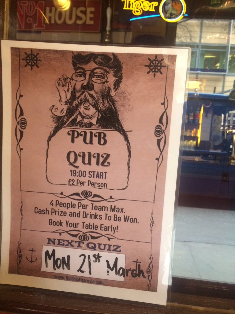 Quiz night tonight. Looking forward to seeing you all test your knowledge his month.