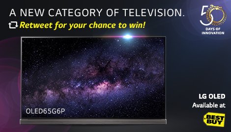 LGUS's tweet photo. RT #FutureIsHere &amp; #sweepstakes 4 chance 2 WIN! LG OLED 📺 now at @BestBuy! Rules https://t.co/8zTQf0sfwK ends 3.28 https://t.co/6iatxDEL0t