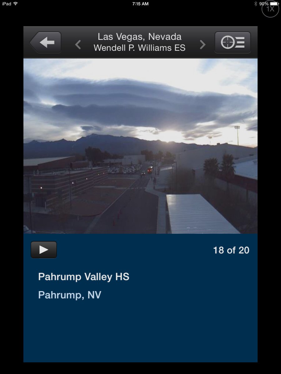 DJKing78's tweet photo. Cool lenticular formation this morning seen from @WeatherBug camera from Pahrump #Nevada @visitpahrump #wxnv https://t.co/GgmtqQlBfX