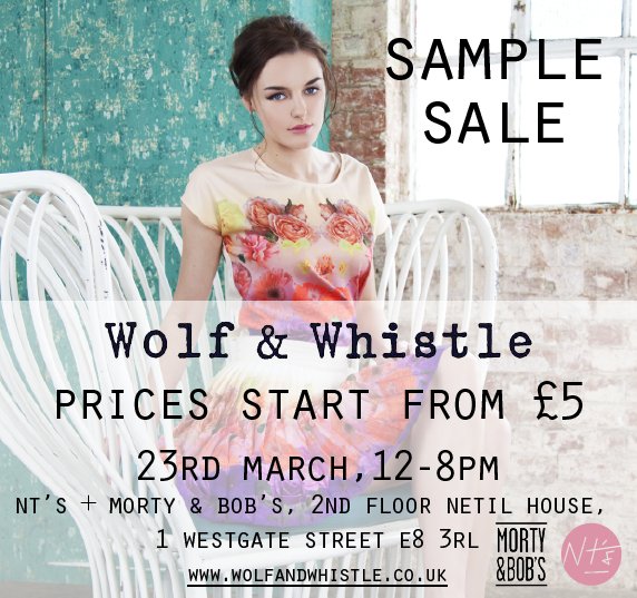 wolfandwhistle's tweet photo. our #samplesale starts on Wednesday at 12pm. prices from £5! #samplesalelondon #shopping #designer #eastlondon https://t.co/O2sJWxw63l