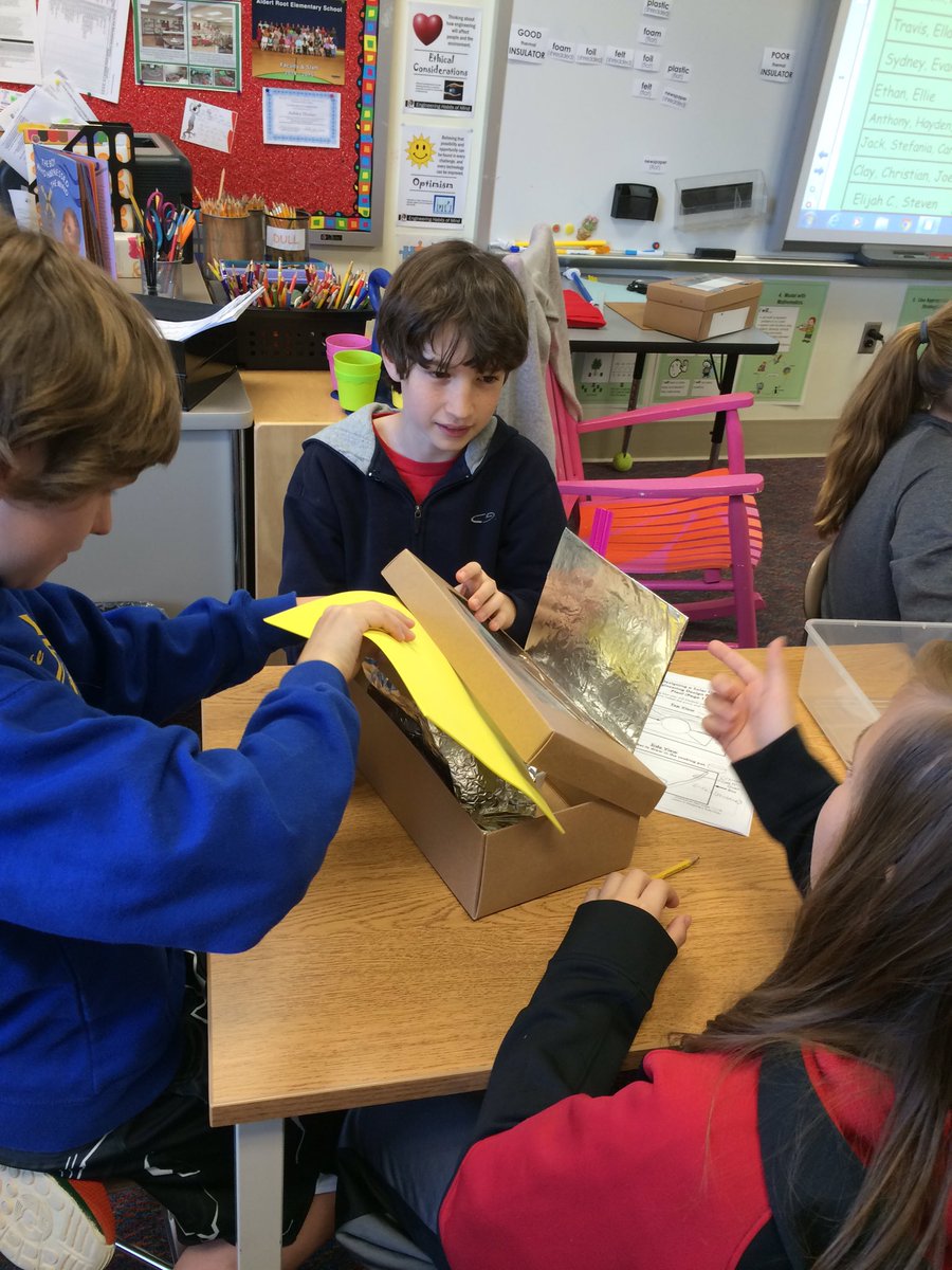 RootElem's tweet photo. 5th Graders explore the best insulators for their solar ovens. #greenengineers♻️ @stemrootelem @STEM_WCPSS https://t.co/hdxqG3GUel