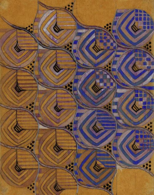 Margaret Macdonald Mackintosh (Scottish, 1864-1933), textile design, 1915-23. Drawing for chiffon #womensart