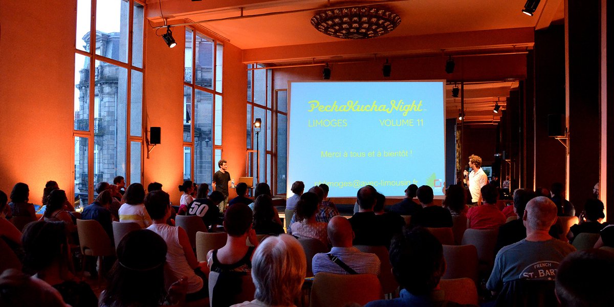 NvelleAquitaine's tweet photo. Soirée #PechaKucha jeudi 31 mars à Limoges avec #Mobilivre #SoTicket #esante #Legrand ... https://t.co/Y4m92yrh6y https://t.co/9FZI9UxPam