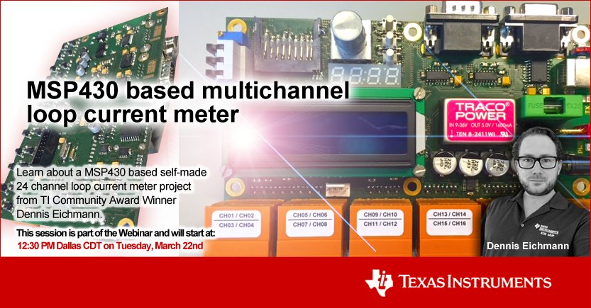 NeedSampleCode's tweet photo. Part of #TICommunityDay Webinar: Learn about a MSP430 based multichannel loop current meter. https://t.co/CFAIUQx4db https://t.co/8iZpFdzfve