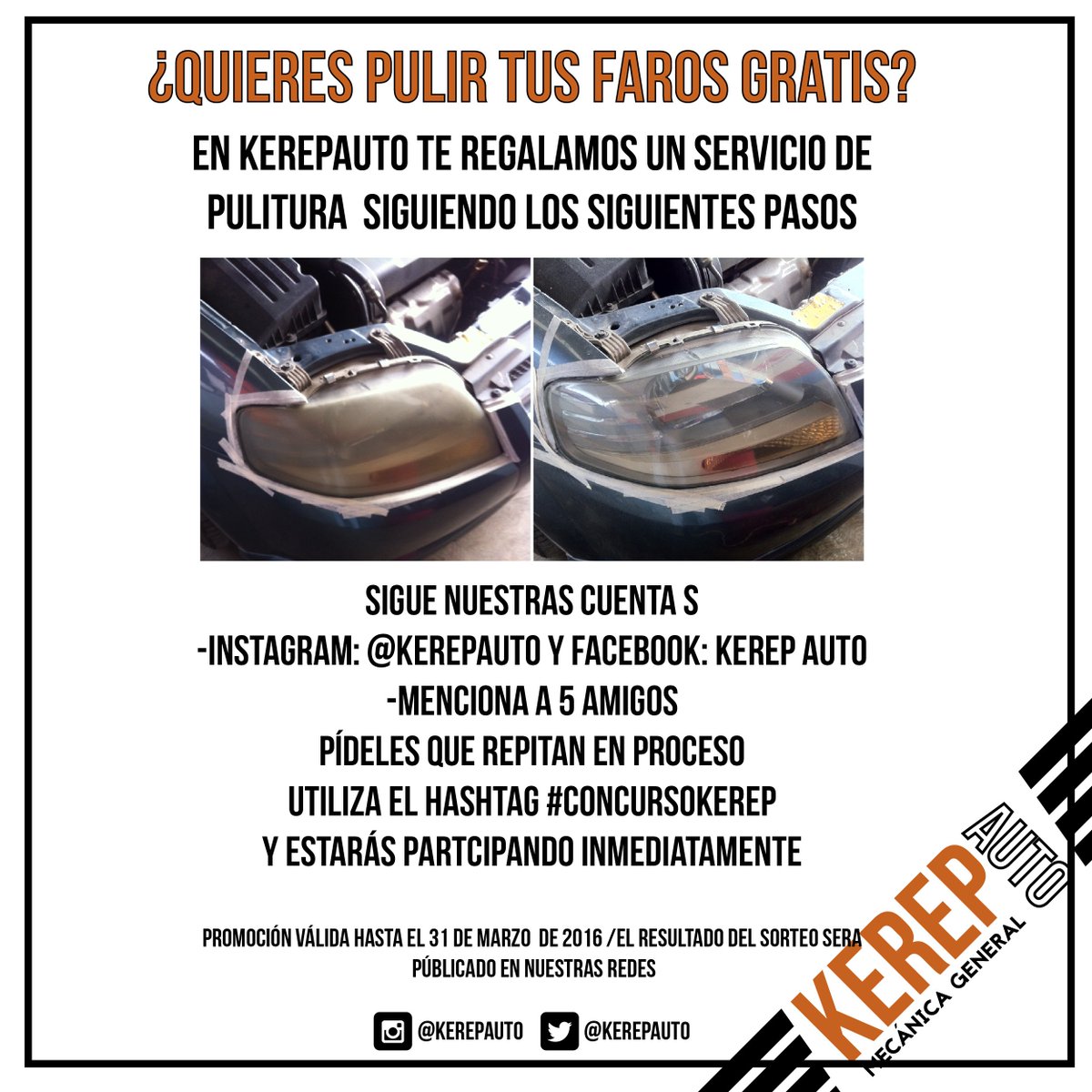 KerepAuto's tweet image. Aprovecha!! Sólo por el mes de Marzo #PromoKerep #puletusfaros
