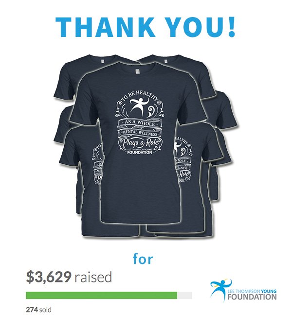 ltyfoundation's tweet image. THANK YOU! We raised $3,629 &amp;amp; sold 274 shirts to fund #mentalhealth ed. #knowledgeisaction ow.ly/ZL2jz