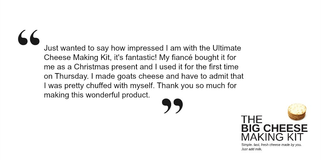 bigcheesemaking's tweet photo. Lovely feedback from Caroline! Buy the Big Cheese Making Kit at https://t.co/vJgOMa3TMo #foodie #giftidea #cheesekit https://t.co/PuePzdL9WM