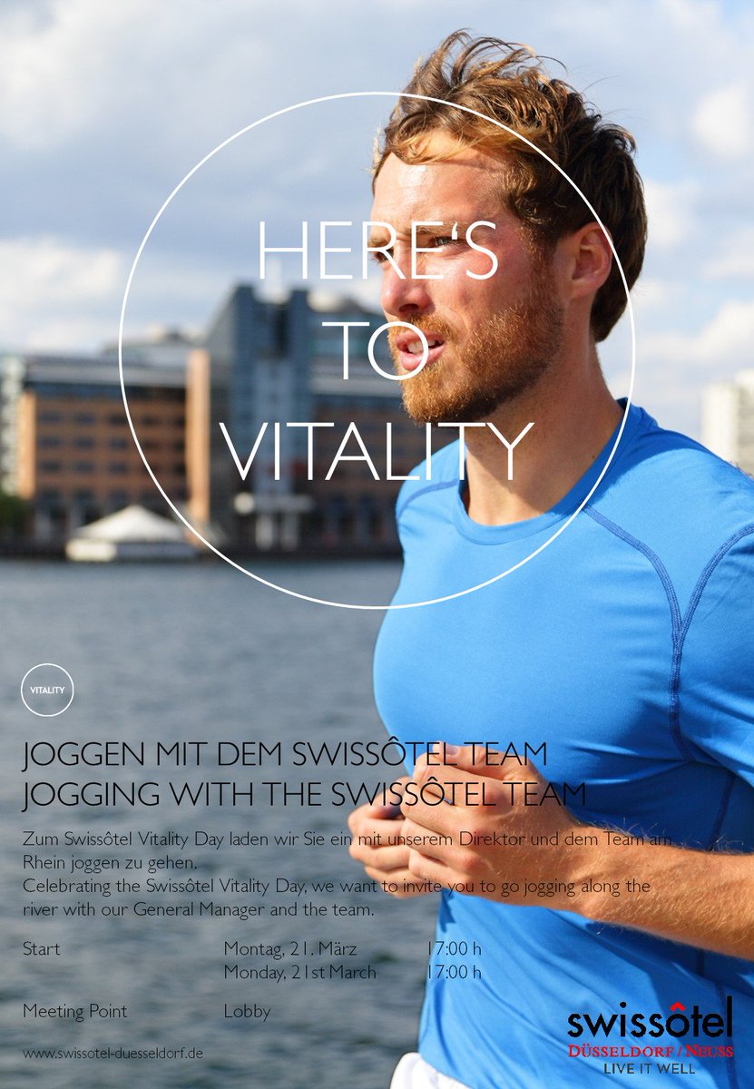 SwissDUS's tweet photo. Let's go #jogging at 5 p.m. Meeting point is the lobby of the @SwissDUS #VitalityDay #Swissotel #GCHHotelgroup https://t.co/IjyHfSKb67