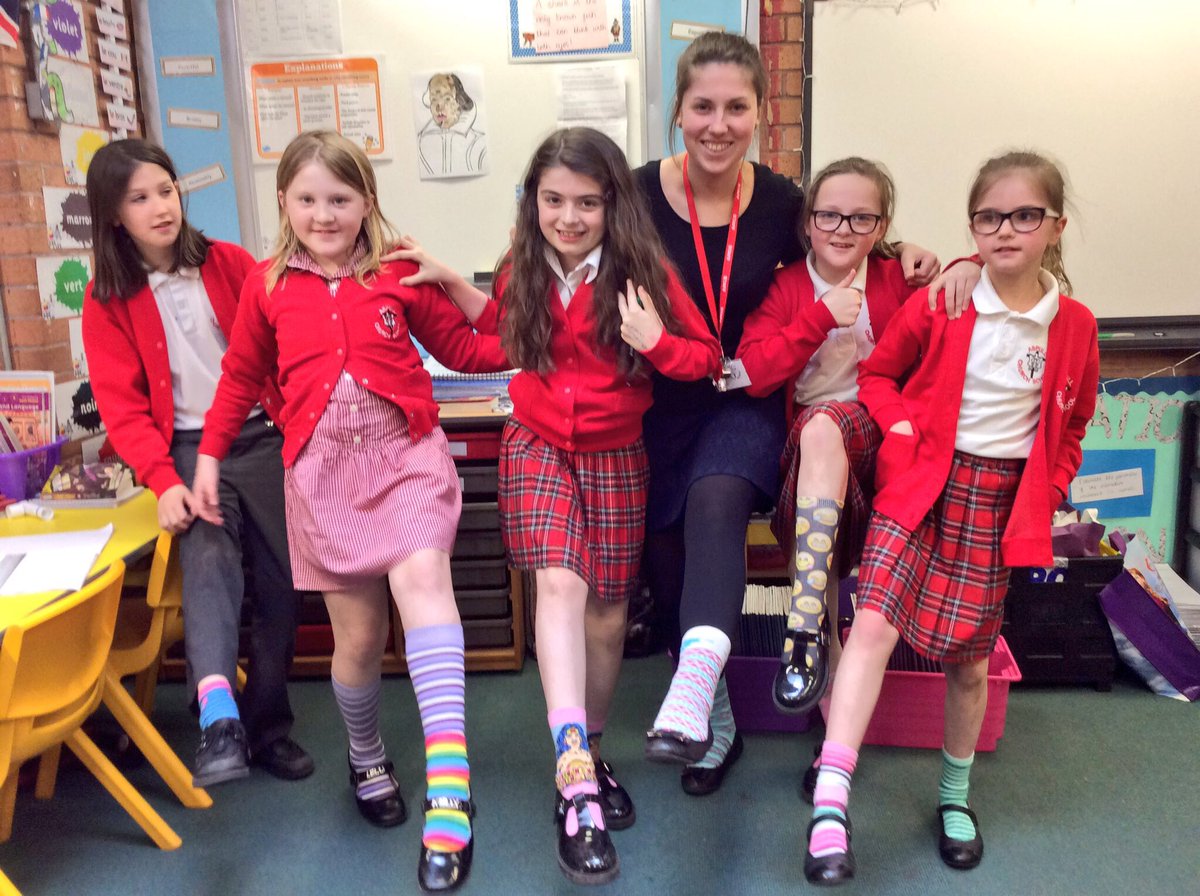 class4aspull's tweet photo. Wearing odd and bright socks! Teachers and children for #WDSD16 https://t.co/zKtGxBmZ5Y