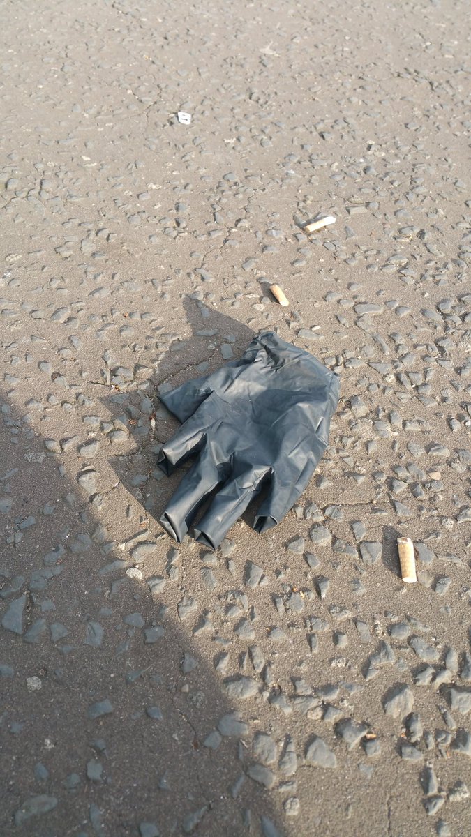 bengoldacre's tweet photo. Nothing sinister about a soiled black latex glove on a lonely footbridge. https://t.co/S4MFkR7GZa
