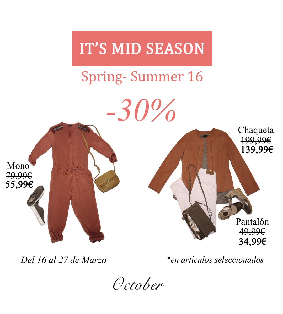 OCTOBERMODA's tweet photo. ¿Qué te parecen estos outfits? Recuerda que hasta el 27 de Marzo estamos con un -30% en artículos seleccionados https://t.co/9m1yVFRVN6