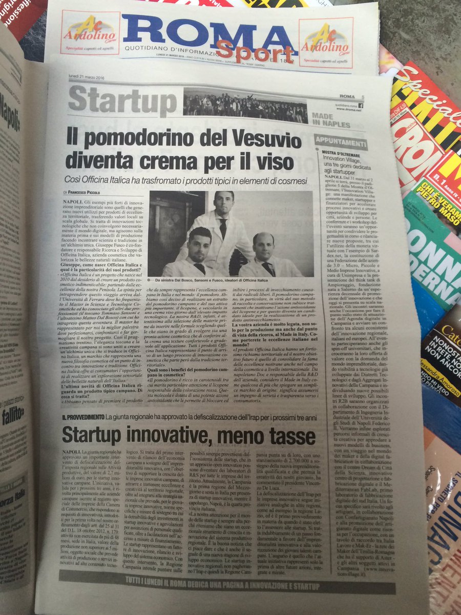 CampaniaStartUp's tweet photo. Oggi in Edicola con il @quotidiano_roma la Pagina delle #Startup by @CampaniaStartUp https://t.co/LB7DRflT2I