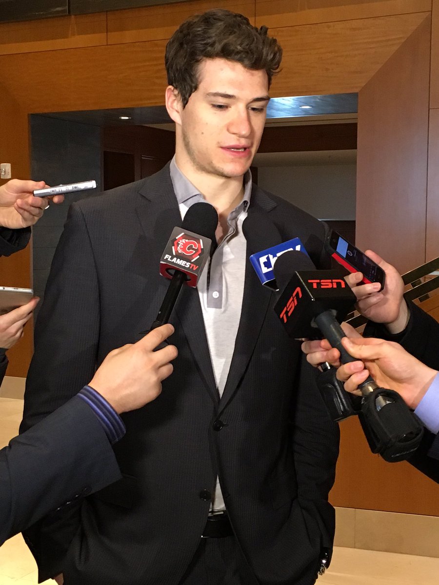 NHLFlames's tweet photo. "They're hungry. They have a bunch of young guys who are trying to show what they can do." - Colborne on the #Leafs https://t.co/WmUhNWzlVW