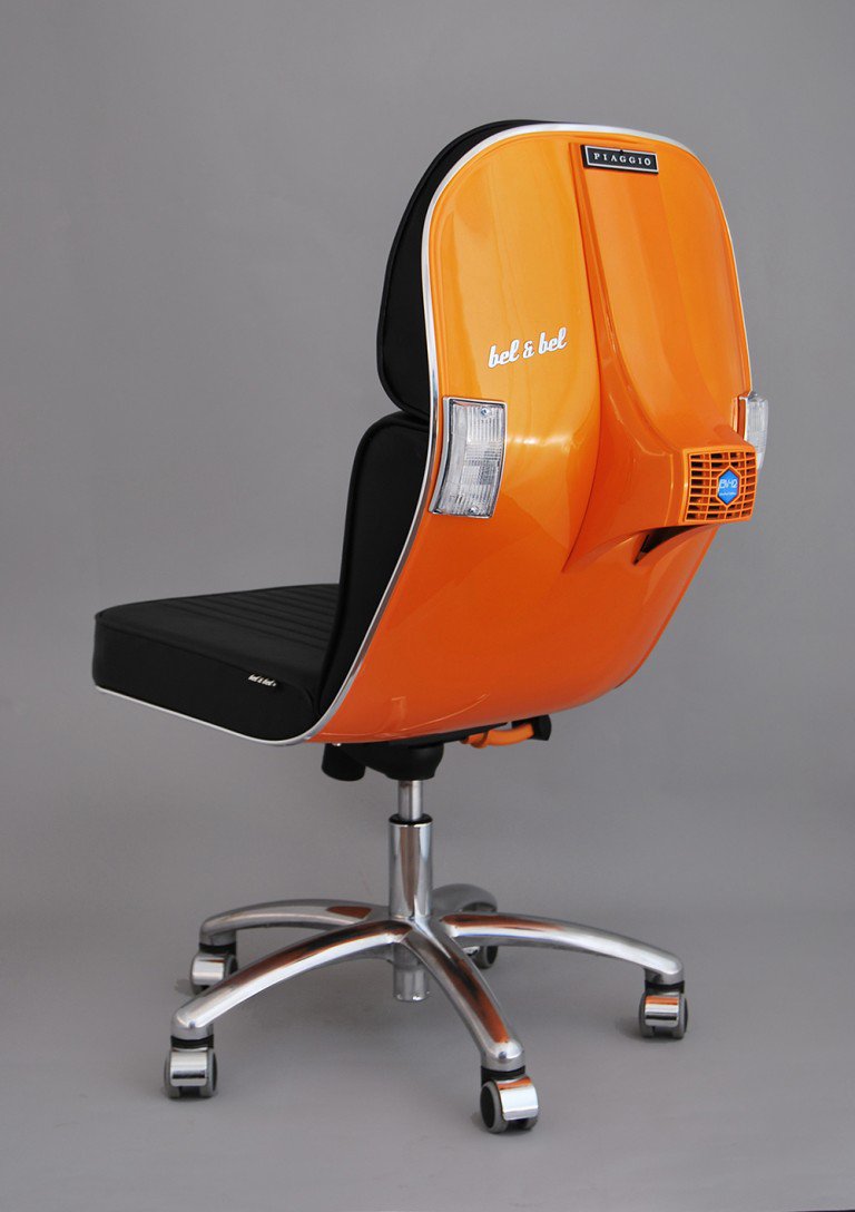 thisiscolossal's tweet photo. Vintage Vespa Parts Recontextualized as Sleek Modern Office Furniture https://t.co/TZeld1hsot https://t.co/IrVuUb1ihm