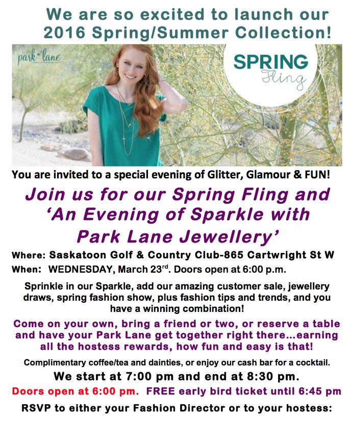 ParkLaneParty's tweet photo. Saskatoon Spring Fling - March 23rd - Park Lane Jewellery Ladies Night Out  https://t.co/cLiBmnB61D https://t.co/5xVCaeezdD