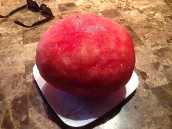 This is a peeled watermelon. RT for 5 years of good luck. Ignore for 10 years of bad luck. Wouldn't risk it