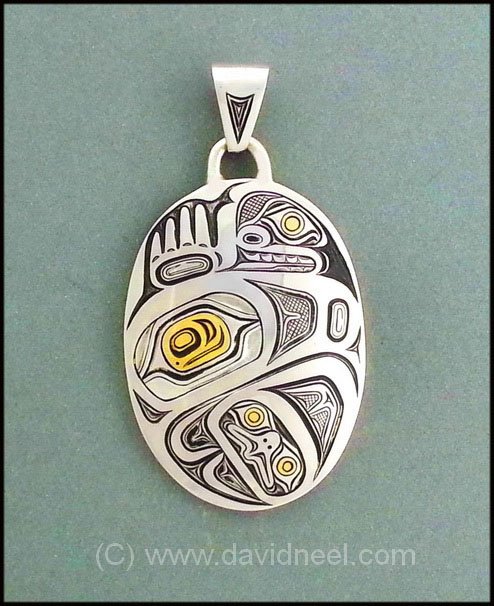 NativeJeweler's tweet photo. New work - Two Eagles Pendant, silver and 24K gold #northwestNativeArtJewelry #nativeIndianArt https://t.co/6cSxffzU3J