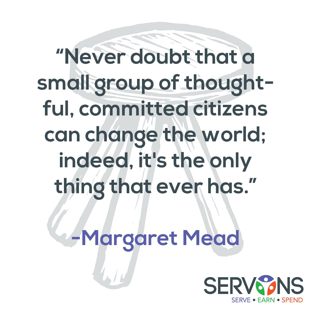 SERVONS_Inc's tweet photo. Here's a little spark of motivation for your Monday!
#MotivationMonday #SERVONS #MargaretMead https://t.co/HZDvflWCII