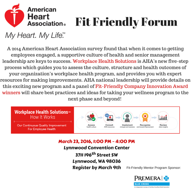 AmericanHeartWA's tweet photo. Excited for the #FitFriendly Forum on Wed with @premera! Will you be there? #workplacewellness #healthyworksite https://t.co/4qJSrn0VeQ