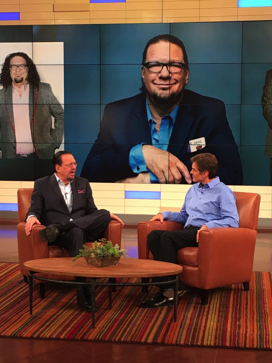 pennjillette's tweet photo. I’m on Dr. Oz today.  Just talking about me losing weight.  Didn’t touch on stuff I don’t agree with. https://t.co/v1b7DvedPe