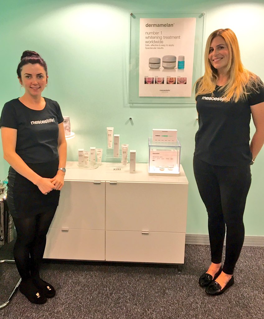 mayfairpractice's tweet photo. @RasitaBeauty and Genine pictured here sporting their @Mesoestetic_UK T-shirts. https://t.co/JfK2kEMGKl