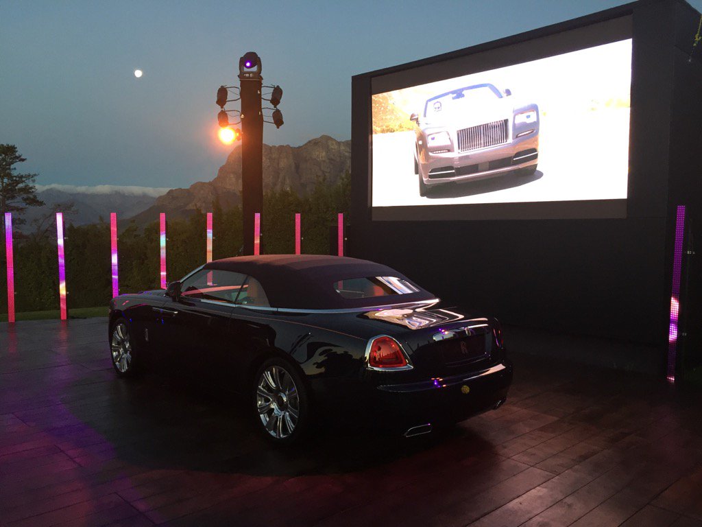 RollsRichard's tweet photo. @rollsroycecars Dawn presented to APAC journalists under the #Stellenbosch moon. #DawnDrive https://t.co/plkzKy7qgT