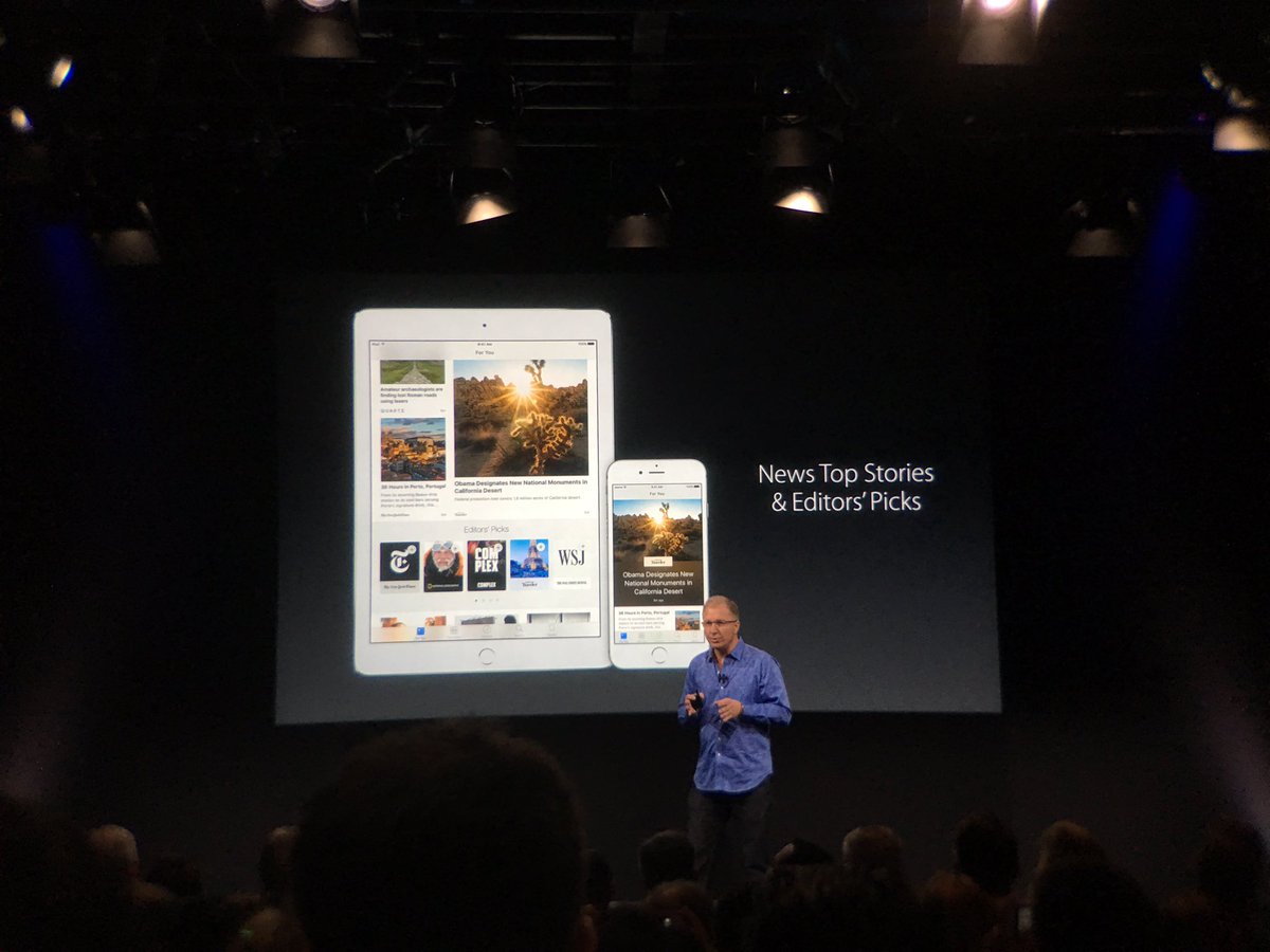 LanceUlanoff's tweet photo. Apple officially releases iOS 9.3. #AppleEvent https://t.co/IhOspZmVer