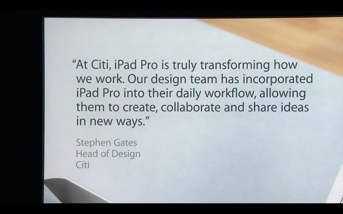 onemorething's tweet photo. Mensen zijn heel blij met hun #iPadPro zegt Phill. Daarom nu een kleine iPad Pro #datisfijn #OMTLIVE #AppleEvent https://t.co/WbE04VYy49