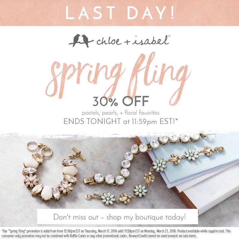 runrosierun's tweet image. Spring Fling ends tonight 8:59 pm pst! chloeandisabel.com/boutique/lisab… #TheJewelsLoveYou #ChloeandIsabel #HappySpringtime