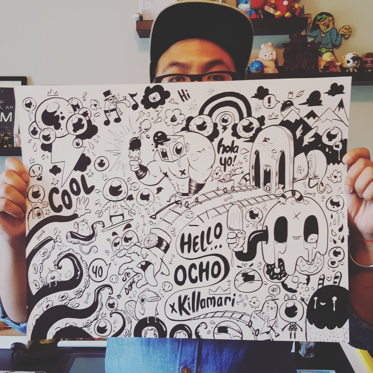 thekillamari's tweet photo. Selling this at the Hello Ocho album release party at Mammal Gallery, April 1st. #helloocho #killamari #deerbearwolf https://t.co/df1ZFtsA7J
