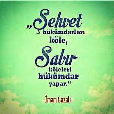 "Şehvet; hükümdarları, köle;
Sabır; köleleri, hükümdar yapar"
İmam GAZALİ
 #HiçBuKadar