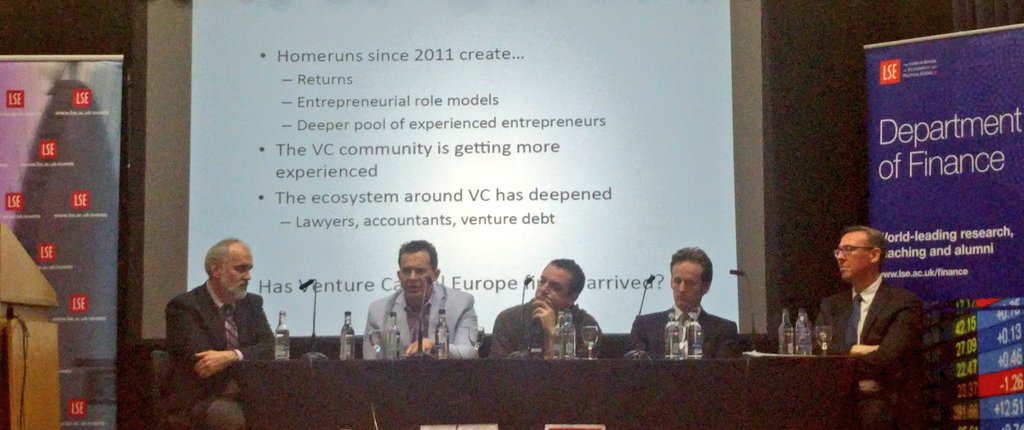 ediggs's tweet photo. "Has Venture Capital in Europe finally arrived?" @bdeeter @cape Magnus Goodlad, LSE's Ulf Axelson @BessemerVP #lsevc https://t.co/udHE3mf6jH