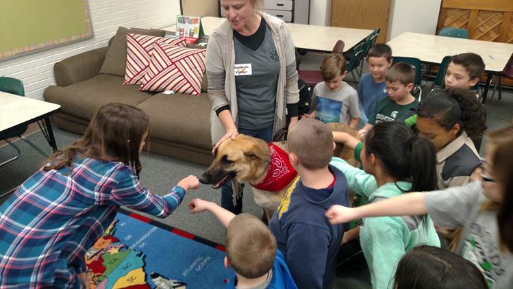 Our 4//5ers get visit from a therapy dog &amp; learn how they help in the community! #WeAreLamphere #MarchIsReadingMonth
