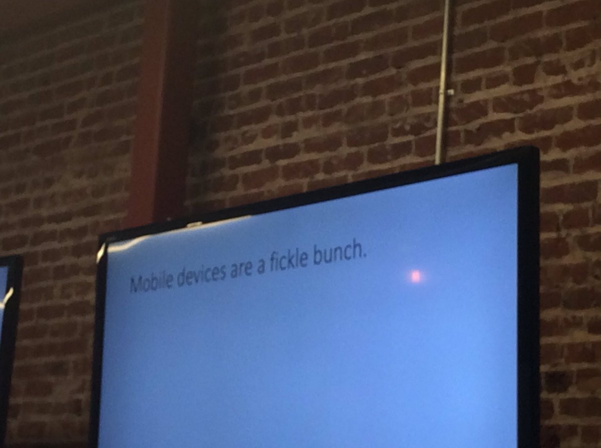 mobdeliverydays's tweet photo. Mobile Devices are a fickly bunch - @tdpeterson #mobileDD https://t.co/VqSuWLQu57