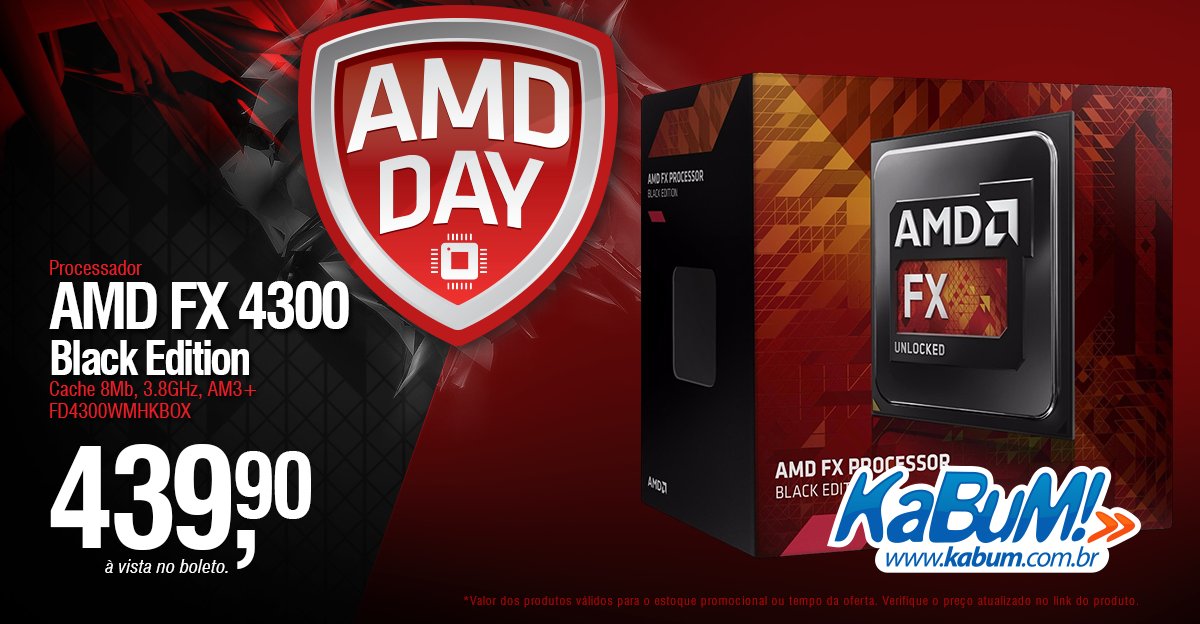 kabumcombr's tweet photo. Ofertas #AMDday  Processador AMD FX 4300, Black Edition
 Garanta o seu » https://t.co/iBN964aUe6 https://t.co/QYuiJUY9yo