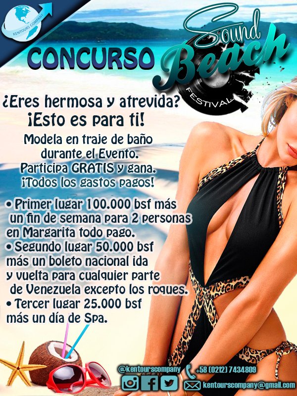 KentoursCompany's tweet image. Concurso Sound Beach Festival #kentourscompany #soundbeachfestival #concursosoundbeach #venezuela #rumba #margarita