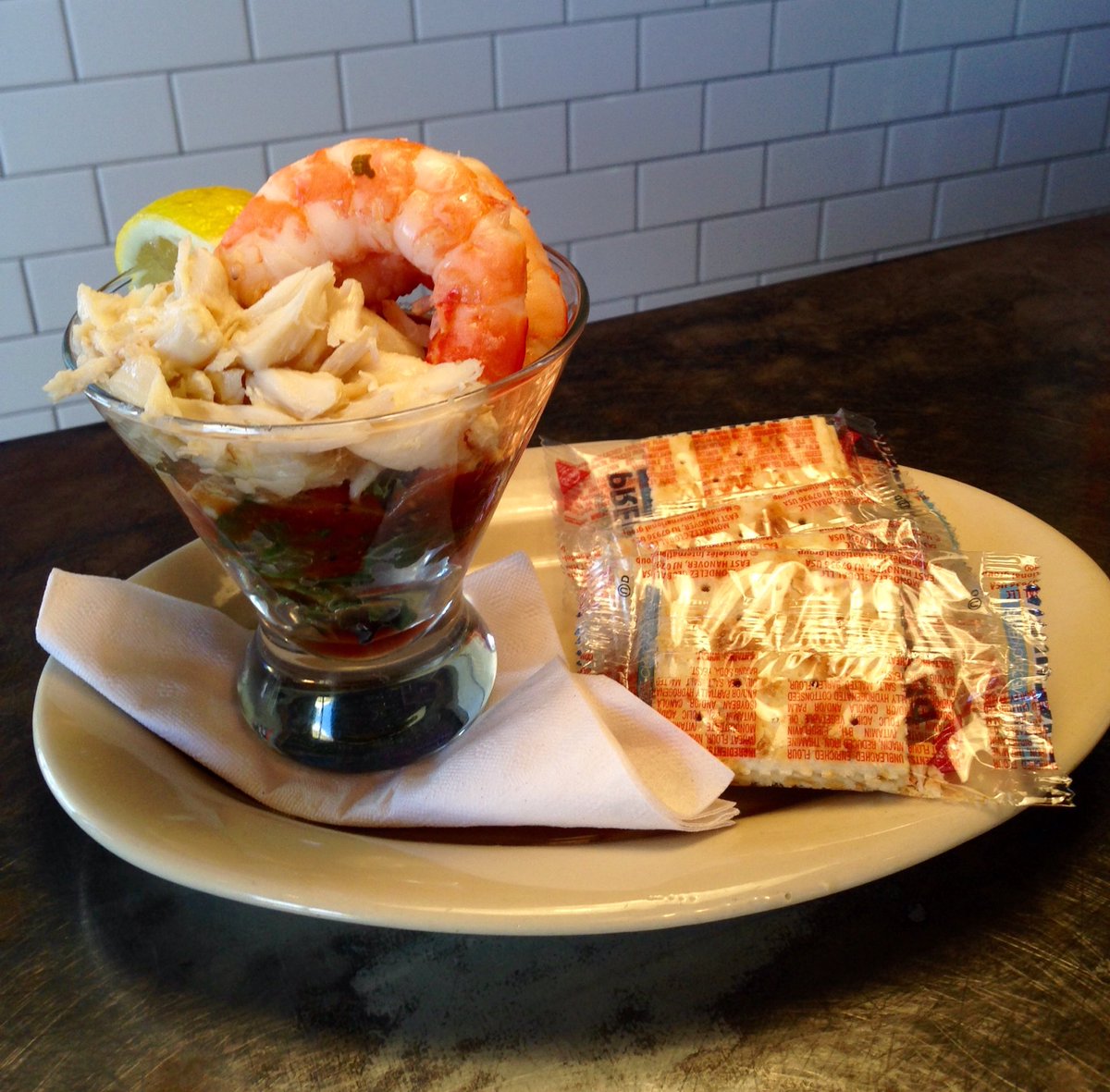 True Seafood Cocktail, Jumbo Lump Crabmeat, Shrimp, your choice of sauce #lkhh #libertykitchen #houheights #seafood