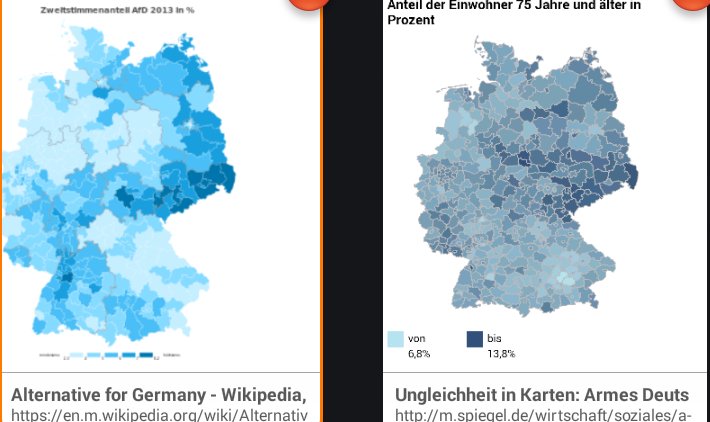 A la derecha porcentaje de >75 años, a la izquierda votantes de AfD, ¿similitudes?