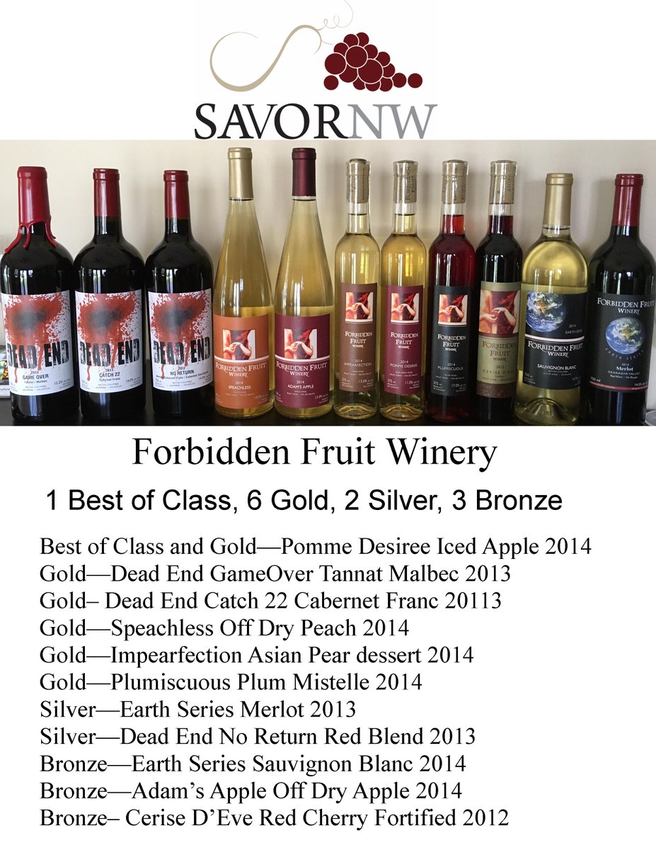 SimilkameenWine's tweet photo. Congratulations to @ForbiddenWines for winning 11 medals at the Savor Northwest Wine Competition! #OpenForEaster https://t.co/JDVWI1iACj