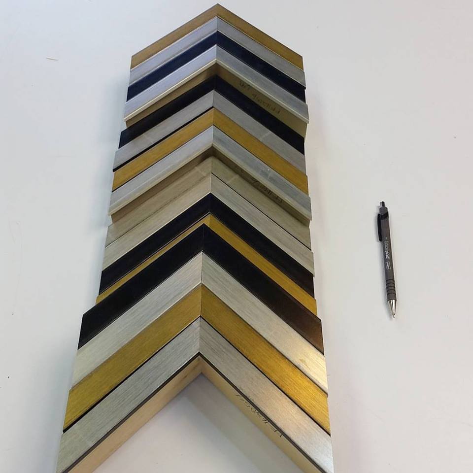 DallasFrameArt's tweet photo. "VINTAGE" gold, black, and silvers in 4 profiles from #romamoulding #dallasframes #yegarts #yeglocal https://t.co/tCKrQnlTZF