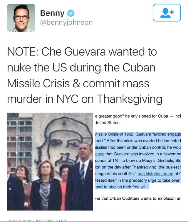 reedfrich's tweet photo. MSM's freakout over Che mural says far more about its own foreign policy views than about Obama's. #allaboutoptics https://t.co/m0aVwTe55q
