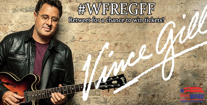 wfre's tweet photo. Retweet for a chance to win tickets to see Vince Gill @VGcom at the @GrFrederickFair (DARCARS Toyota Fred)  #WFREGFF https://t.co/eMEaaLkDXl