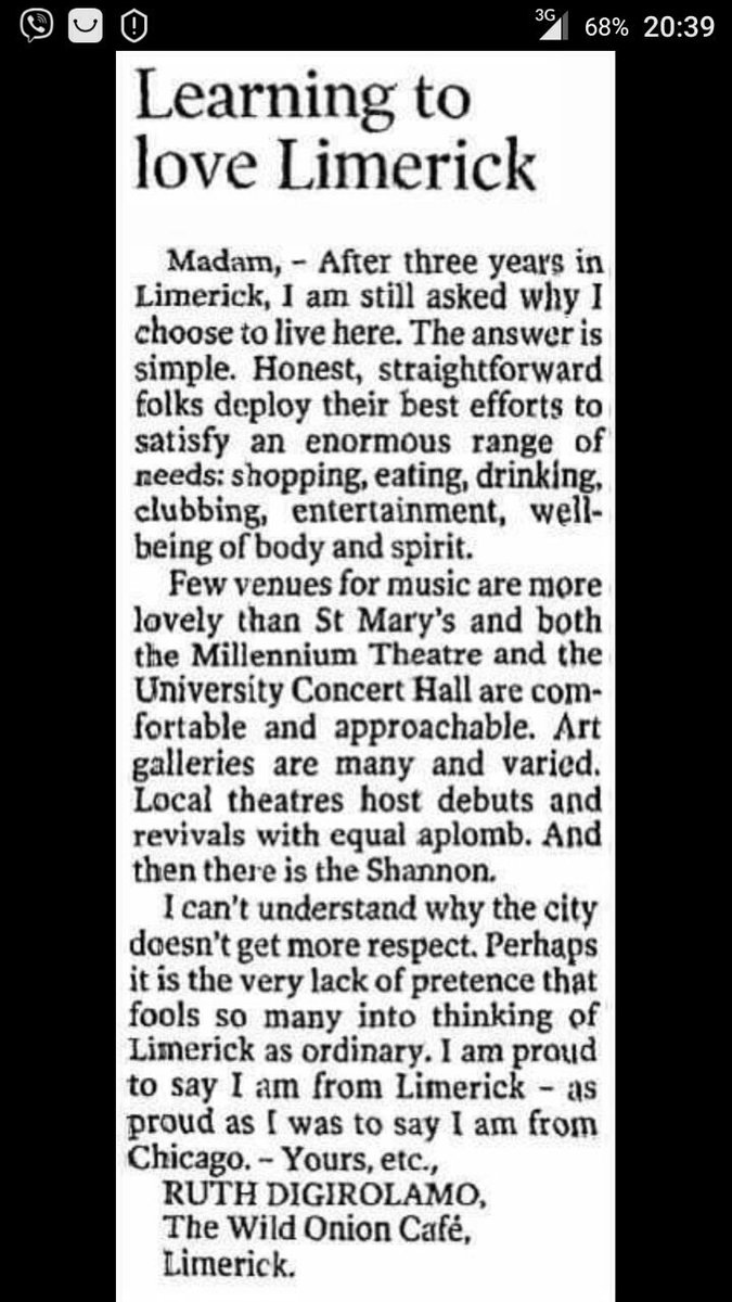 jeanwallace17's tweet photo. Just saw this online. Wise words from Ruth of The Wild Onion, a proud and formidable Limerick lady. RIP https://t.co/haeR2NDbzV