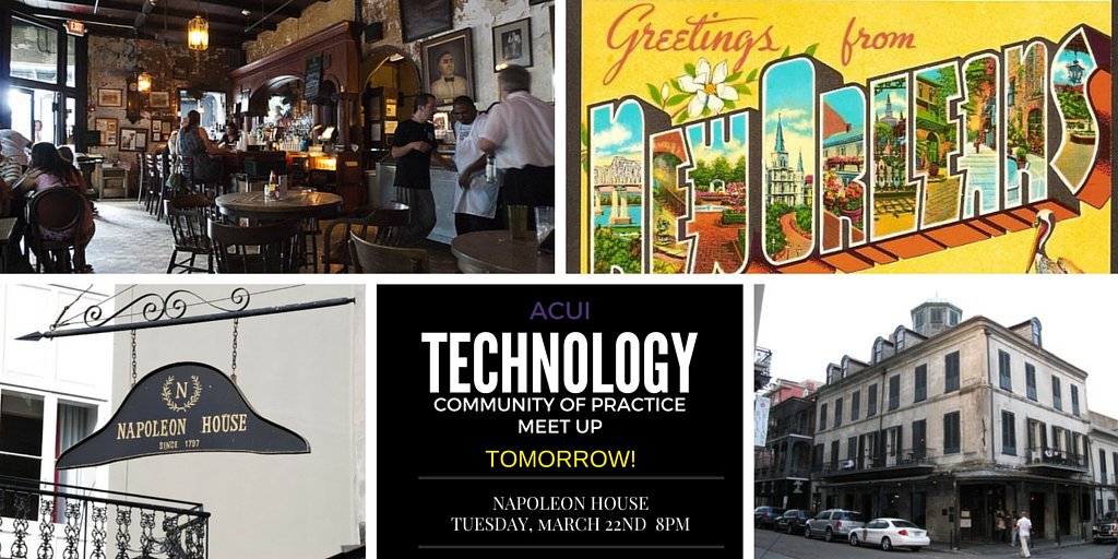 JenniferKeegin's tweet photo. #ACUItech - Don't forget to put us on your calendar for tomorrow night! Drop by anytime around 8pm! #ACUI16 https://t.co/vy8G5fCZ1Z
